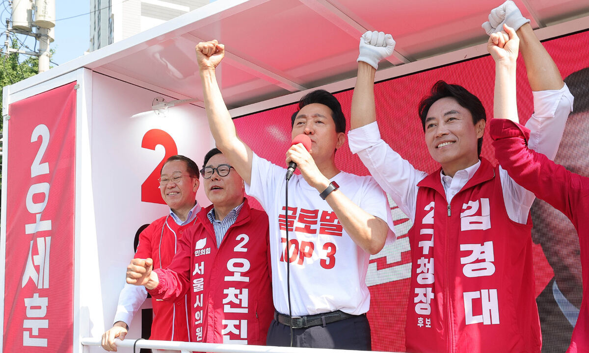 오세훈 “정권 견제 안전판 필요”… 전역 훑으며 총력전 [6·3 지방선거]