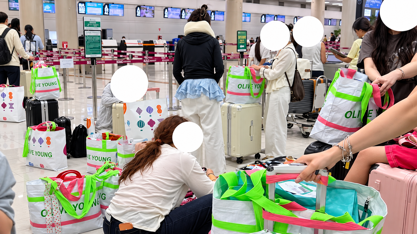 비행기 선반에 줄줄이 ‘초록 가방’…3000원짜리 쇼핑백 인기 끈 이유